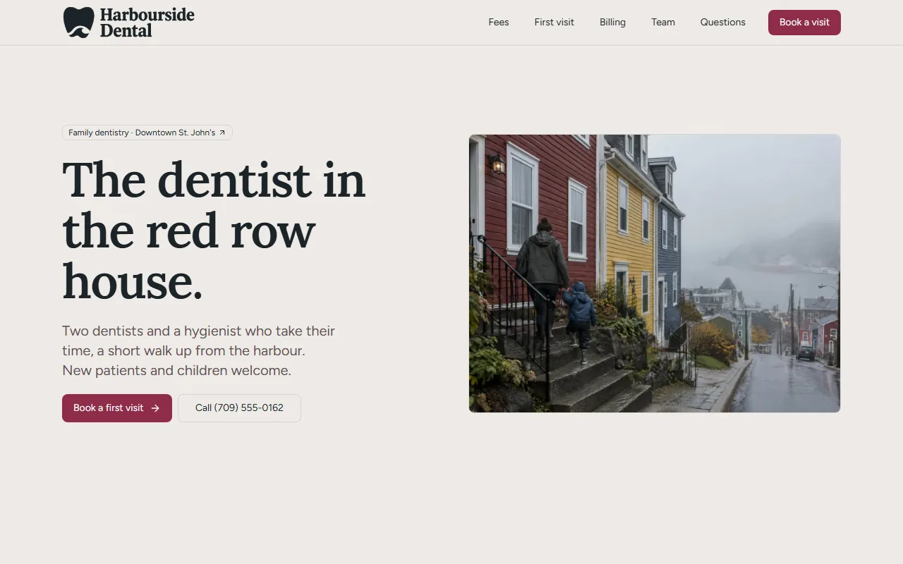 The website Pagely designed for Harbourside Dental