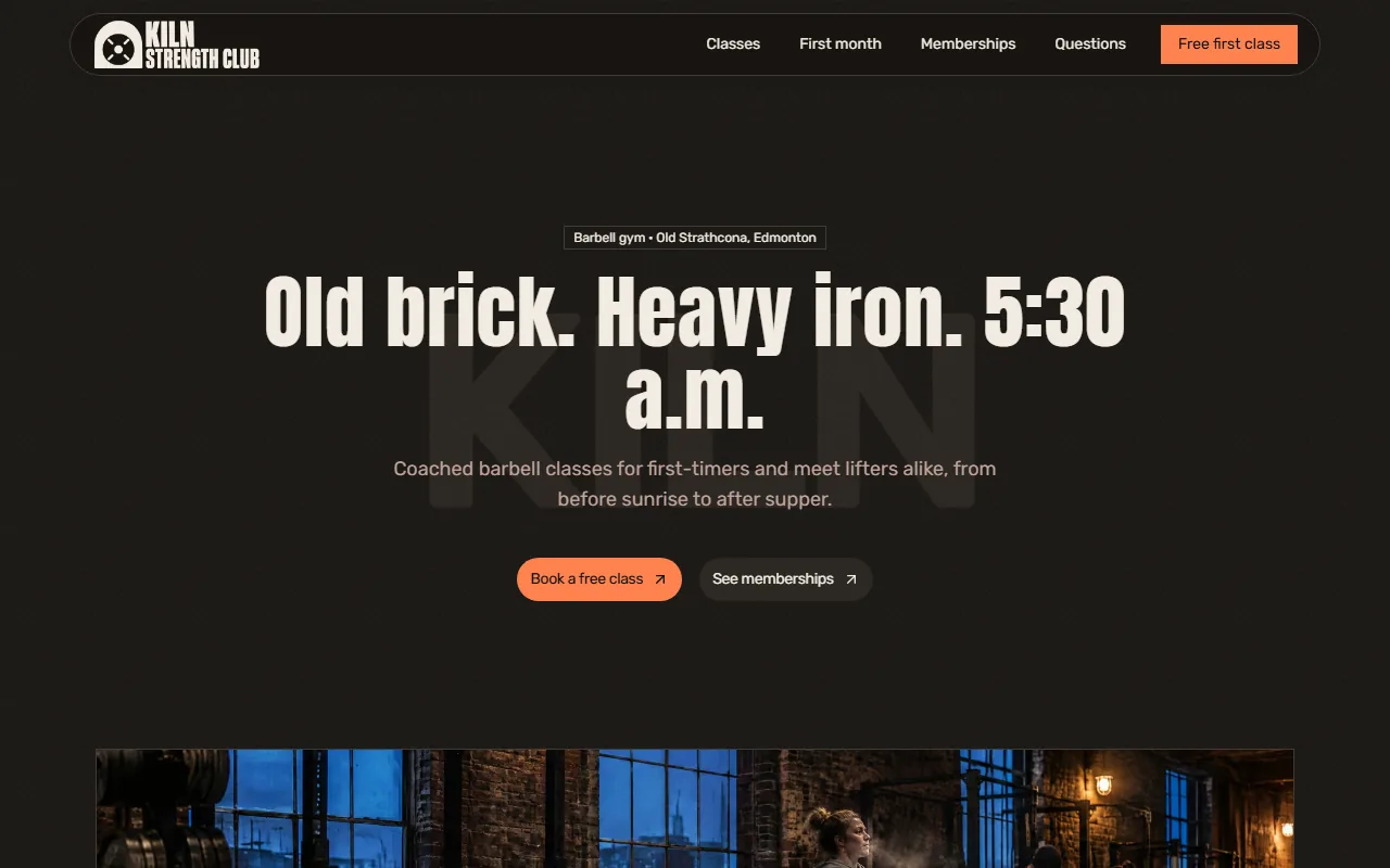 The website Pagely designed for Kiln Strength Club