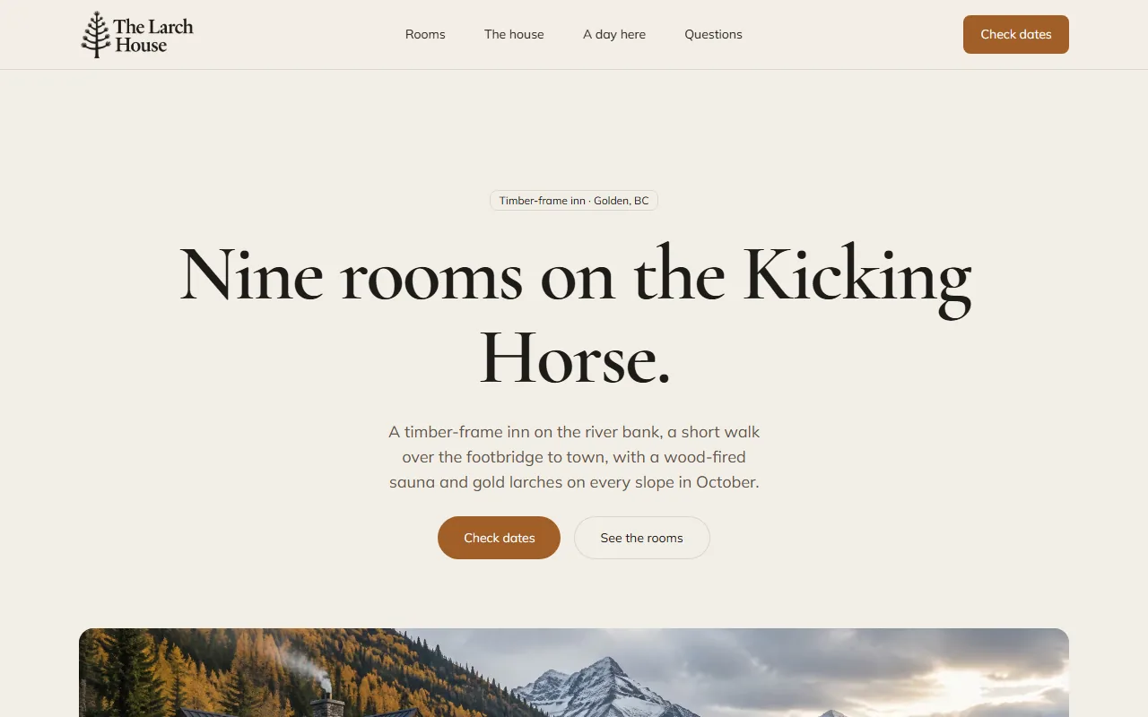 The website Pagely designed for The Larch House